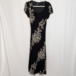 90s Y2K Eva Blue Floral Beaded Maxi Dress